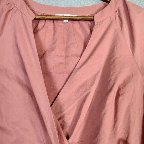 Madewell Dress Women's Small Coral Crinkle Wrap Tiered Pleated A-Line Prairie - Picture 3 of 12